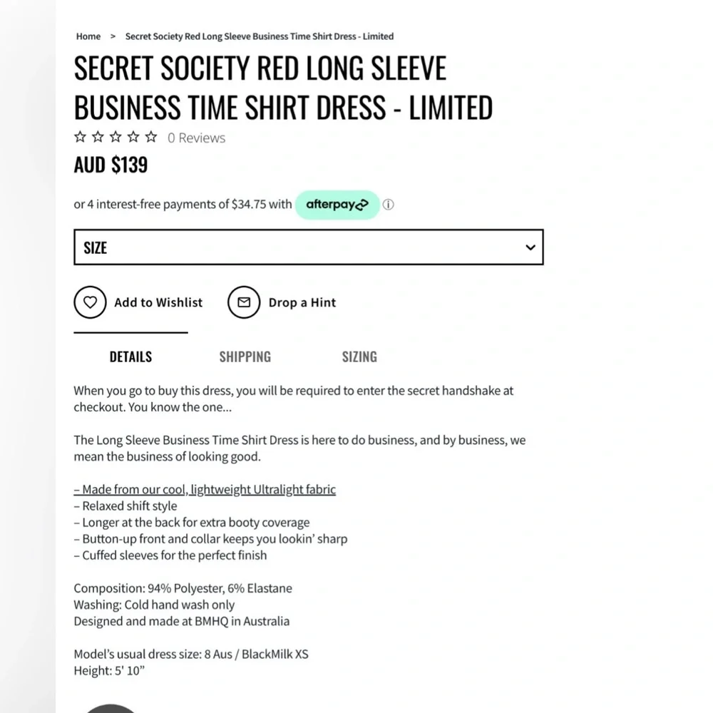 BlackMilk Secret Society Red Business Time Shirt Dress, NWT - Picture 5 of 5